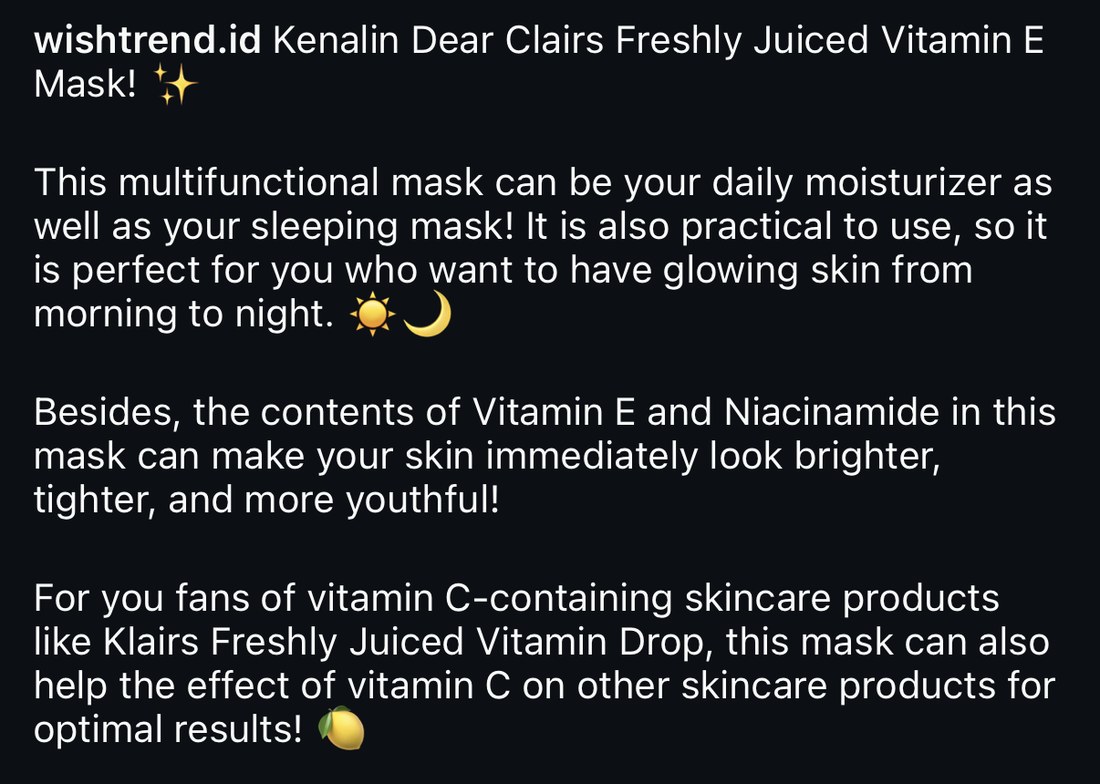 Caption for the Freshly Juiced Vitamin E Mask linking it to the Vitamin Drop serum