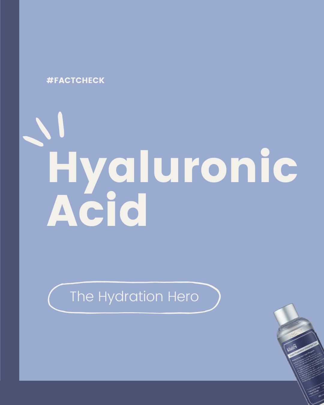 Hyaluronic acid fact-check carousel, first slide, purple on white